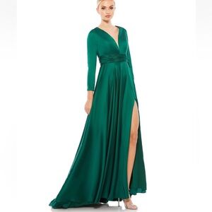 Mac Duggal Green Long Sleeve Dress